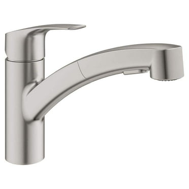 GROHE Eurosmart Single-Handle Pull-Out Sprayer Kitchen Faucet in SuperSteel InfinityFinish