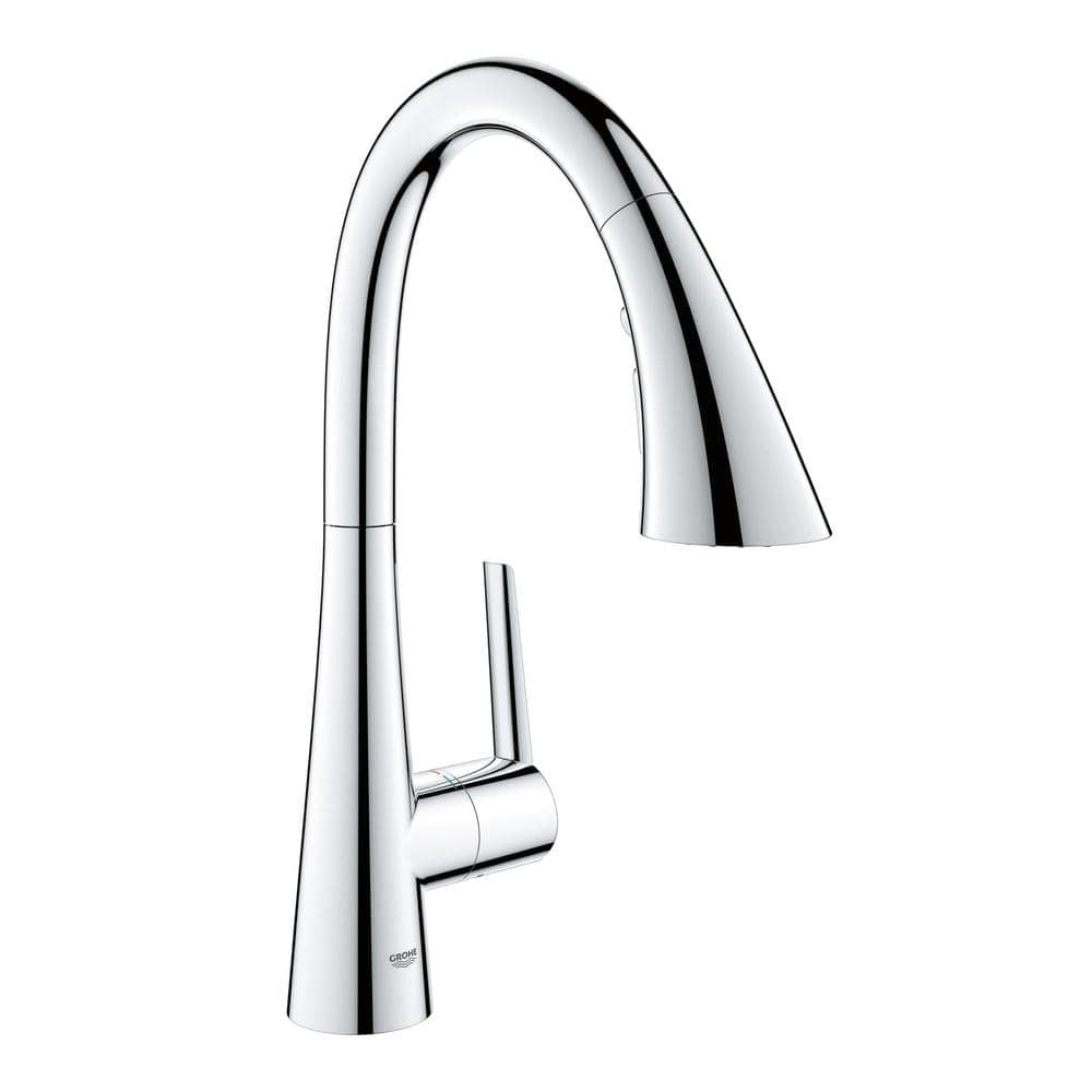 Chrome Modern Pull-Down Kitchen Faucet with Spray