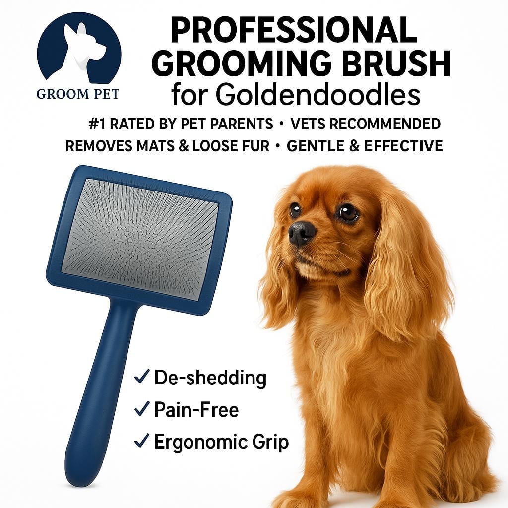 GROOM PET Premium Pet Grooming Brush, Effective Shedding & Gentle Deshedding Tool for Dogs and Cats, Comfortable Grip