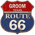 thumbnail image 1 of GROOM, TEXAS Route 66 Shield Metal Sign Man Cave Garage 211110013228, 1 of 1