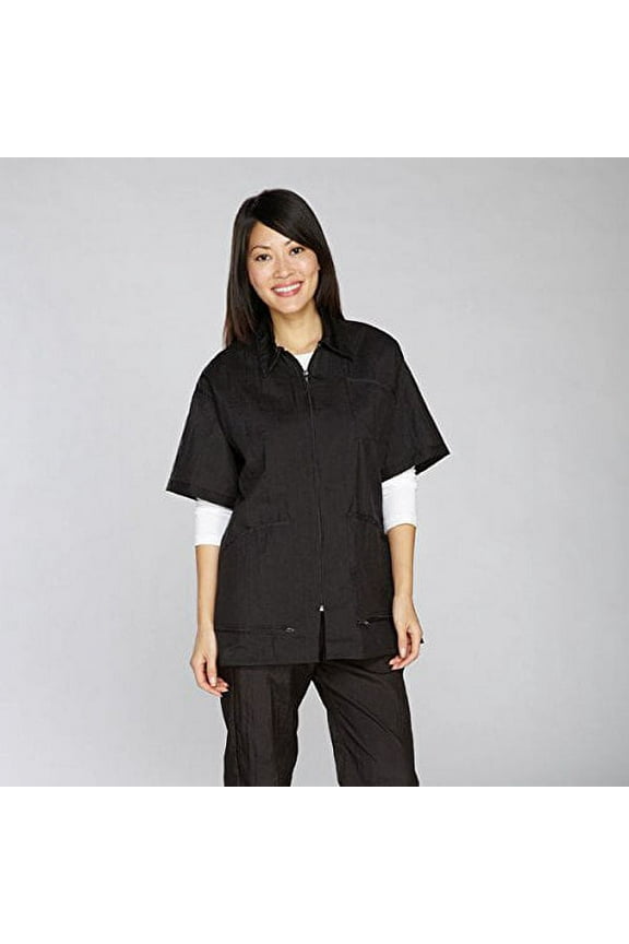 GROOMERS BARBERS STYLIST JACKETS Grooming Fashion Apparel Tops (xLarge Zip Front - Black)
