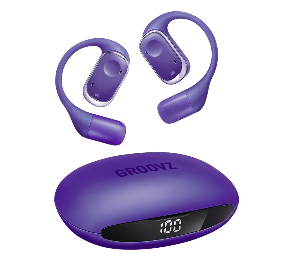 GROOVZ Open-Ear True Wireless Headphones with Charging Case - PURPLE