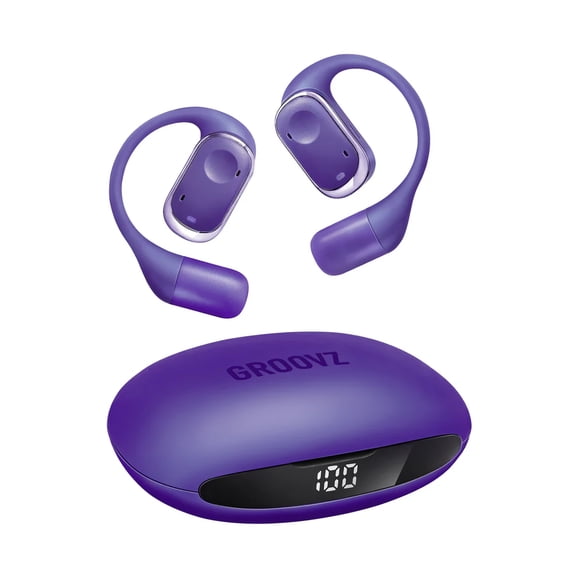 GROOVZ Open-Ear True Wireless Headphones with Charging Case - PURPLE