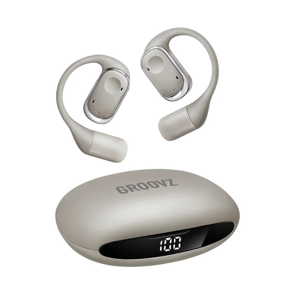 GROOVZ Open-Ear True Wireless Headphones with Charging Case - SANDSTONE