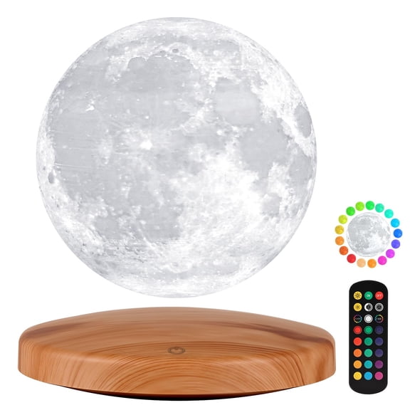 GROPINFLY Levitating Moon Lamp Galaxy Lamp 6 inch 18 Colors LED 3D Moon Light, Remote & Touch Control Lava Lamp Moon Night Light Gifts for Girls Boys Kids Women Birthday A101
