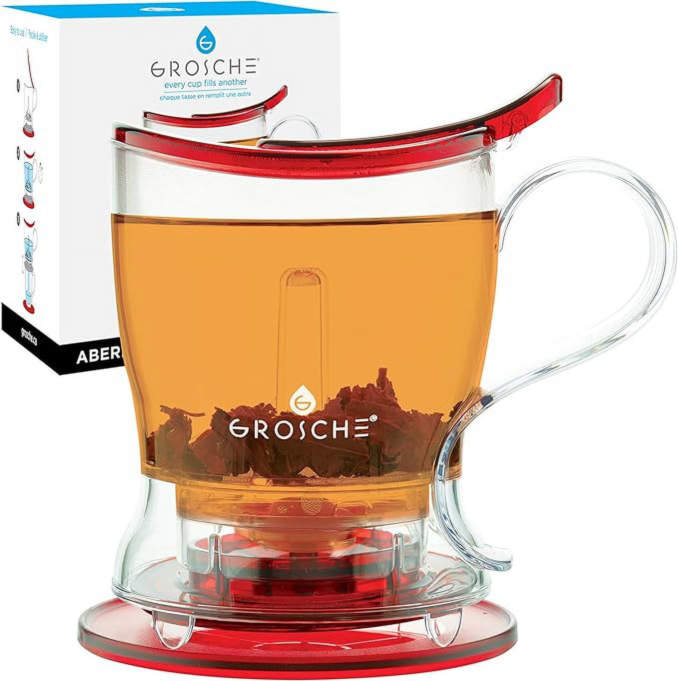 Red BPA-Free Tritan Plastic Bottom Dispensing Tea Maker, 17.7 fl oz