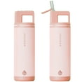 thumbnail image 1 of GROSCHE ALPINE Flip 'N Sip Insulated Water Bottle, Leakproof Water Bottle with Straw, 20oz, Peach Rose Pink (Pack of 2), 1 of 11