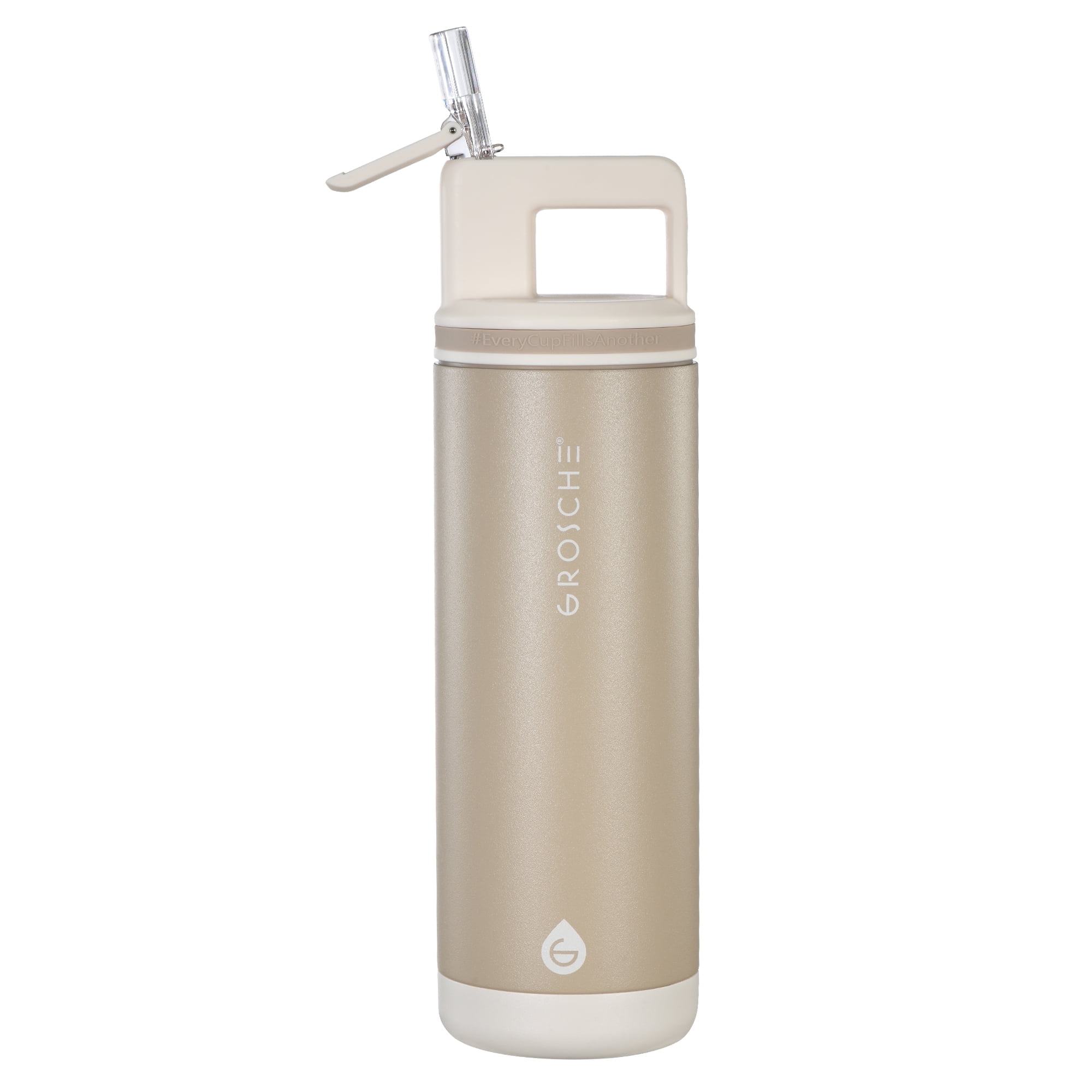 GROSCHE ALPINE Flip 'N Sip Insulated Water Bottle With Straw - 20oz, Sand Beige