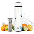 thumbnail image 1 of GROSCHE CHICAGO EXTRA LONG INFUSER - SOFT TOUCH - Tea and Fruit Infuser Water Bottle - Double Walled Vacuum Insulated Stainless Steel Flask | Hot & Cold Tea Infuser Bottle, White Marble, 1 of 5