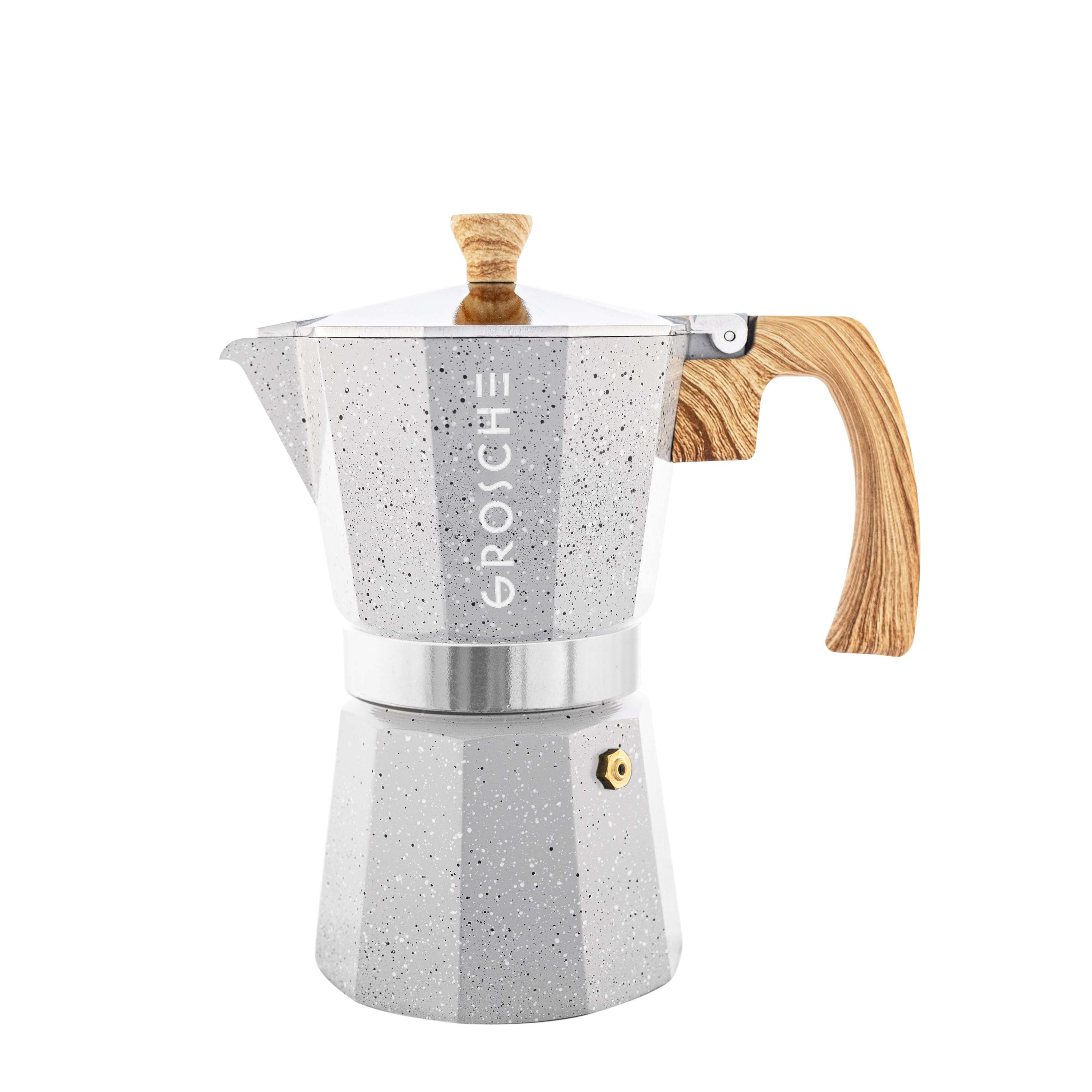 GROSCHE Charcoal Milano Stovetop Espresso Maker, 6 cup