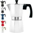 thumbnail image 1 of GROSCHE Milano Stovetop Espresso Maker Moka Pot 9 Espresso cups, Silver Cuban Coffee Maker Stove top coffee maker Moka Italian espresso greca coffee maker brewer percolator, 1 of 8