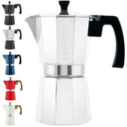 GROSCHE Milano Stovetop Espresso Maker Moka Pot 9 Espresso cups, Silver Cuban Coffee Maker Stove top coffee maker Moka Italian espresso greca coffee maker brewer percolator