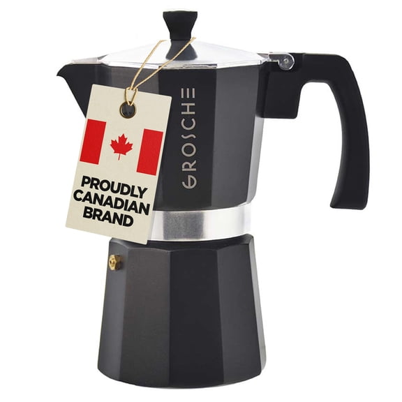 GROSCHE Milano Stovetop Espresso Maker Moka Pot 9 espresso Cup, 15.2 oz, Black. Cuban Coffee Maker Stove top coffee maker Moka Italian espresso greca coffee maker brewer percolator