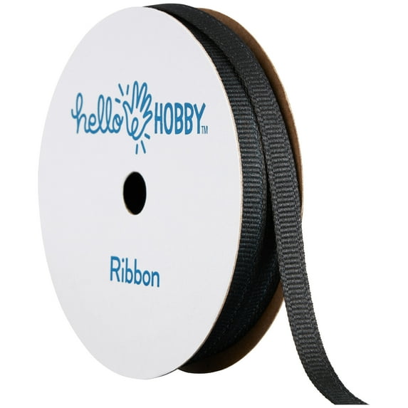Hello Hobby Black Grosgrain Ribbon, 1/4" x 6 yd