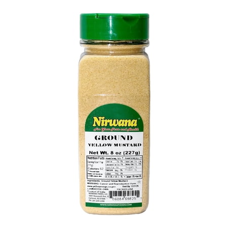 GROUND YELLOW MUSTARD 8 OZ JAR BY NIRWANA