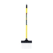 THE GROUNDSKEEPER II Shrub Rake 36-inch Lightweight Fiberglass Handle, 9-inch Head, Durable Steel Tines for Gardening, De-thatching or Professional Landscaping