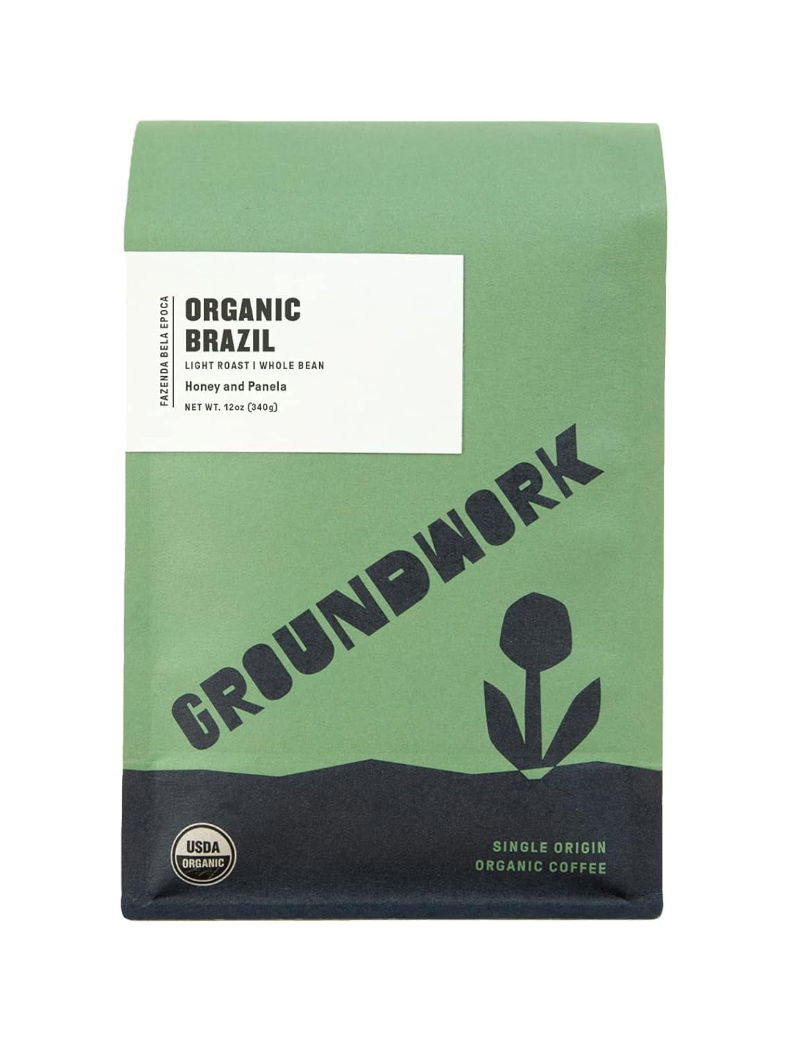 GROUNDWORK COFFEE CO Organic Brazil Whole Bean Coffee, 12 OZ