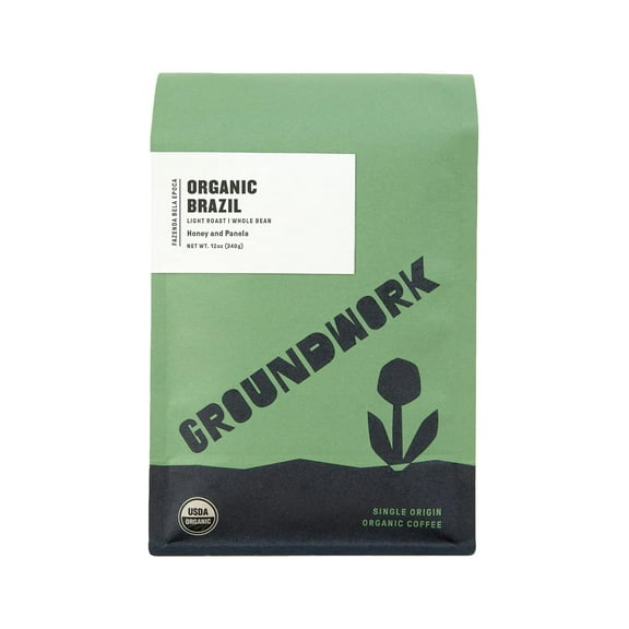 GROUNDWORK COFFEE CO Organic Brazil Whole Bean Coffee, 12 OZ