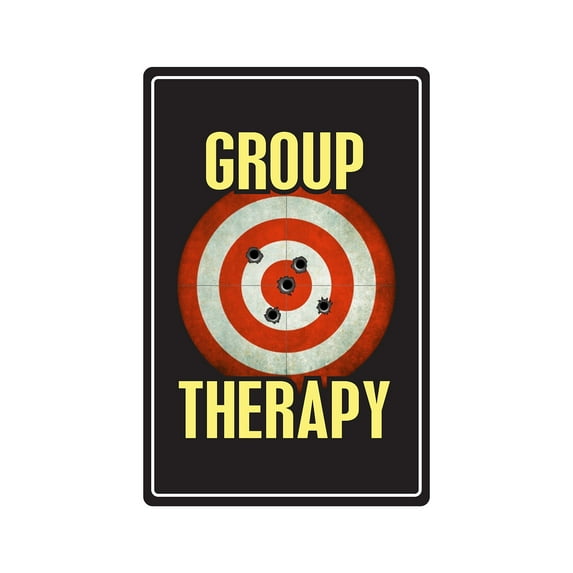 GROUP THERAPY Aluminum Sign shooting range gun hobby | Indoor/Outdoor | 24" Tall