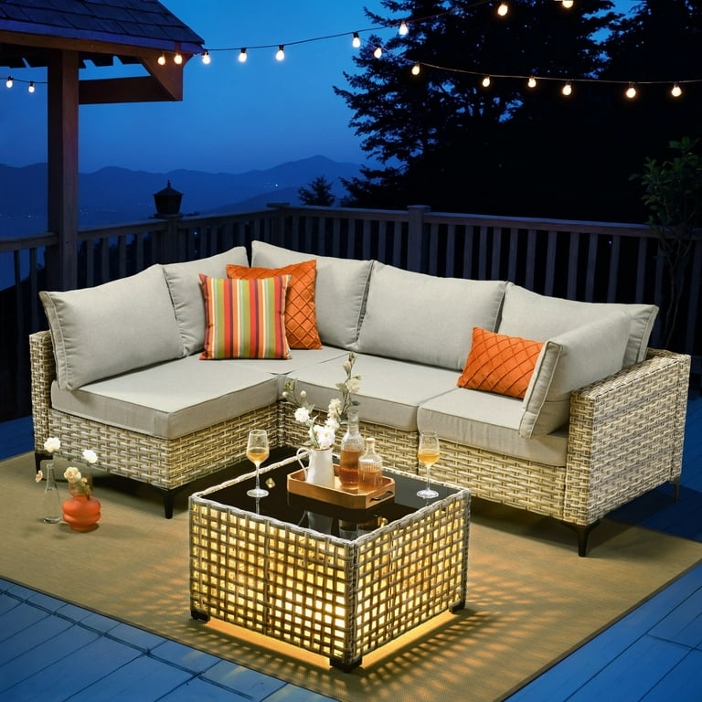 Ovios Pieces Outdoor Patio Furniture Wicker Conversation