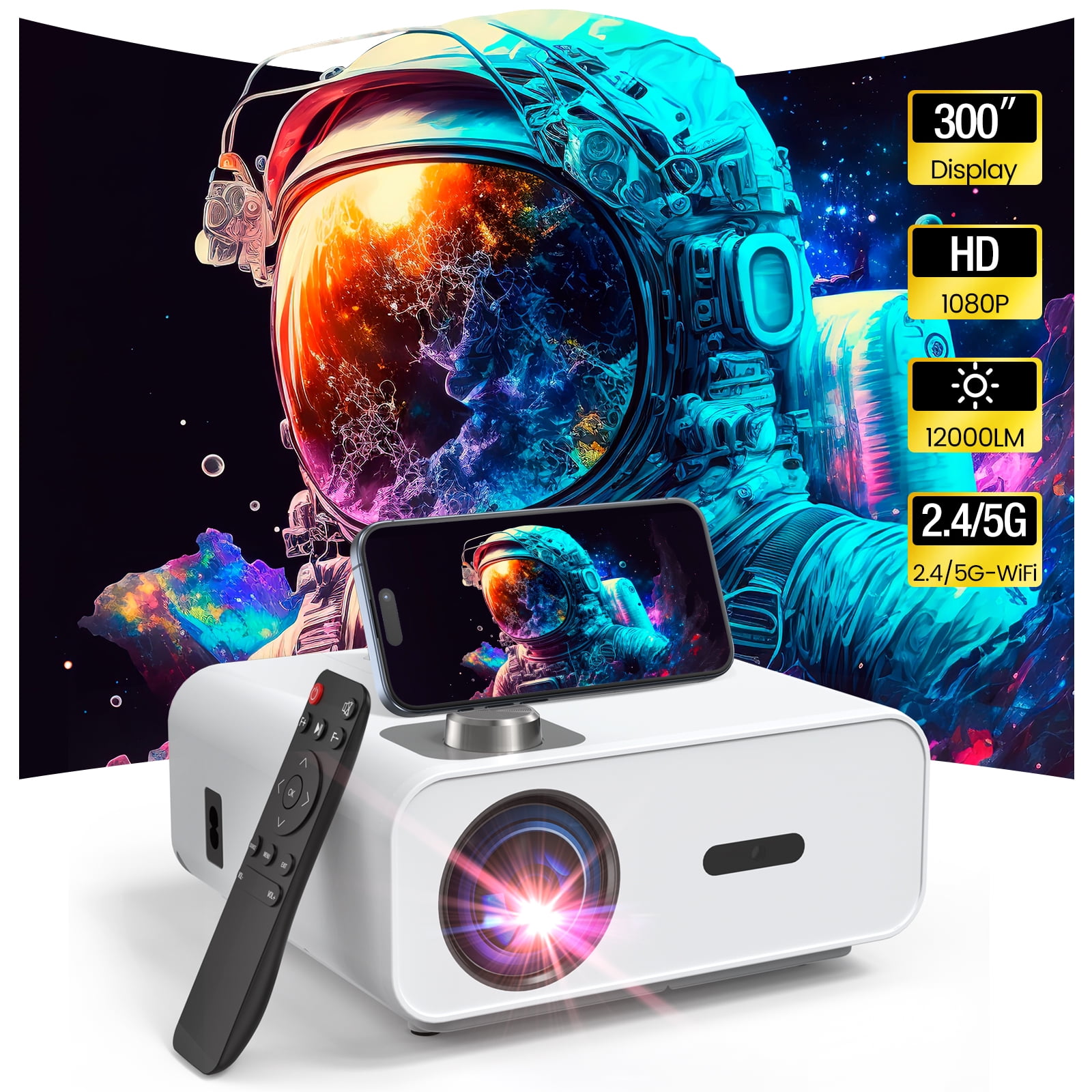  4K Support Android TV 10.0 Projector 5G WiFi Bluetooth Native  1080P, CIBEST Full-Sealed Optical Engine Home Movie FHD Projector with  Netflix/Prime Video Built-in, 8000+ Apps, Autofocus, Stereo Sound :  Electronics