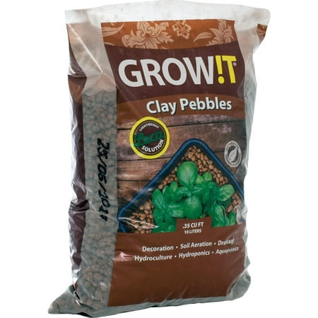 GROW!T GMC10L Hydroponic 100% Natural Clay Pebbles, .35 Cubic Feet/10 Liter Bag