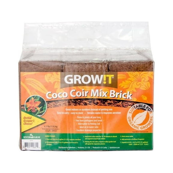 GROW!T JSCPB - Coco Coir Mix Brick (Pack of 3), Brown - Protects Plants All Year Long, Free from Pathogens and Seeds, Alternative to Potting Soil, Perfect for indoor or outdoor usage