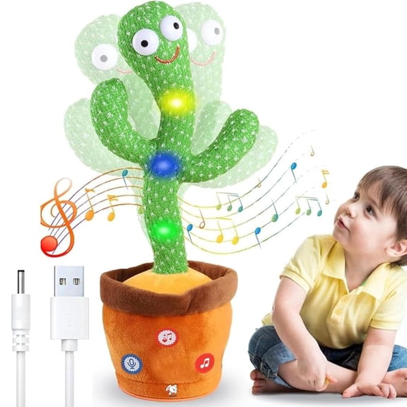 GROW Talking Cactus Plush Toy for Toddlers Ages and 120 Songs with LED Lights, Voice Mimicry