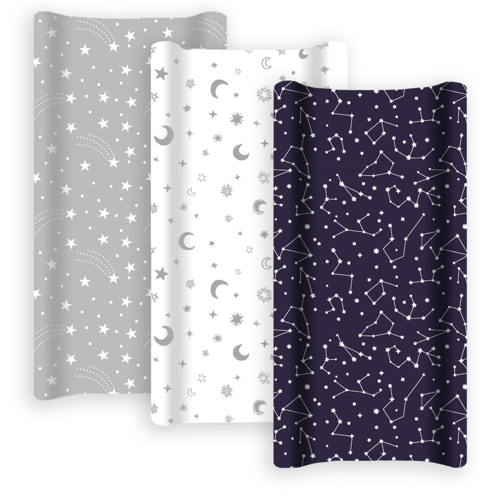 Soft Jersey Cotton Baby Changing Pad Covers in Gray, White, and Navy
