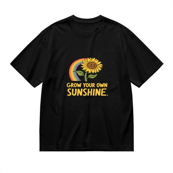 GROW YOUR OWN SUNSHINE,Smiling Sunflower Print 1, Vintage T Shirt, Cotton T-Shirt for Men, 23666247,S