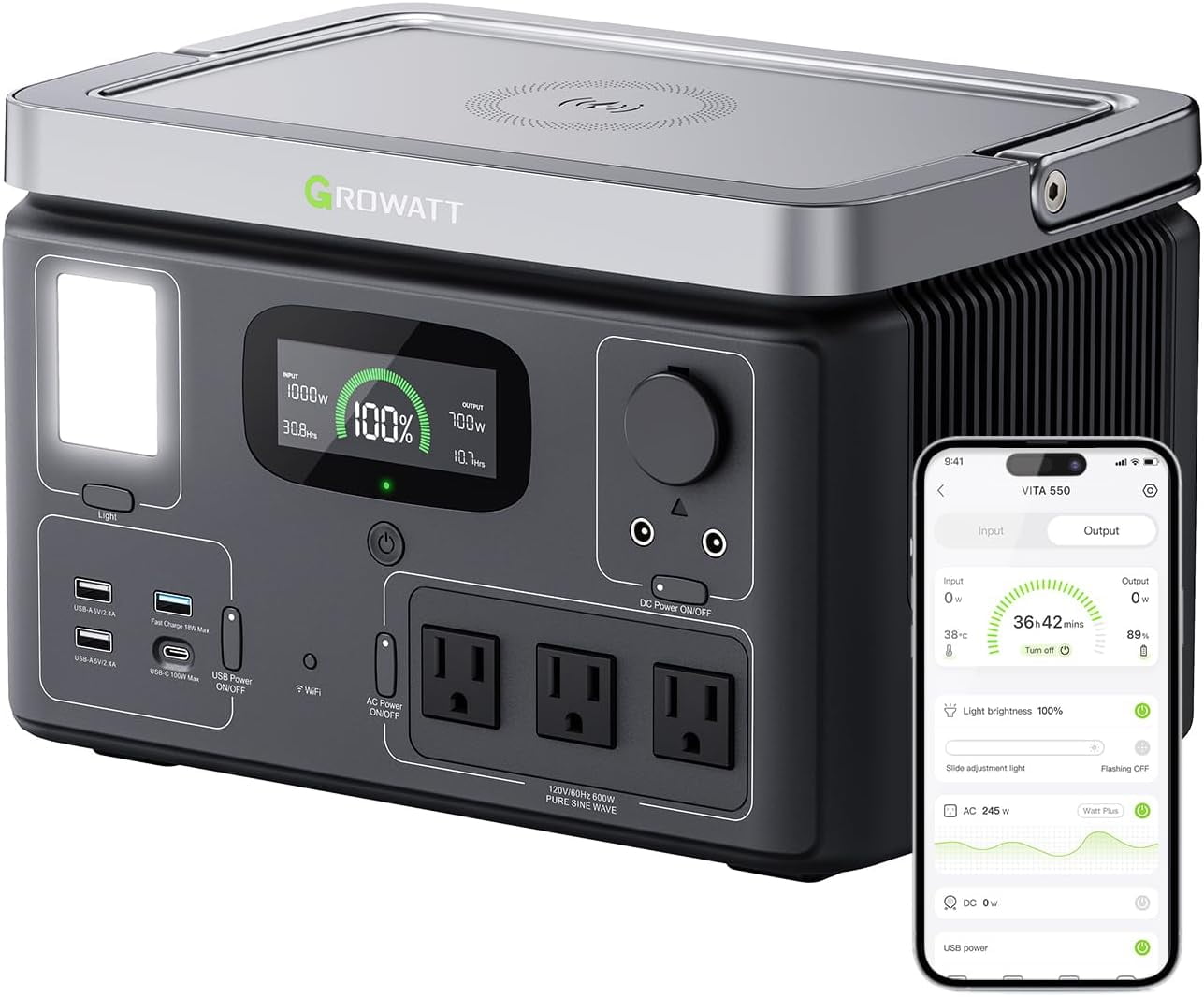 GROWATT Portable Power Station Generators VITA550 Solar Generator