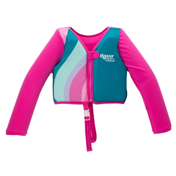 Aqua SwimSchool Grow-with-Me Swim Vest, Ages 3-6, 32-50 lbs, Pink