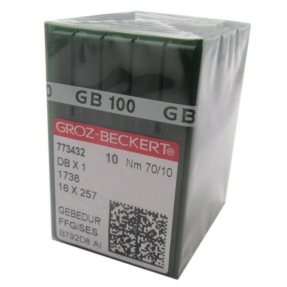 GROZ-BECKERT Needle in CKPSMS Clear Plastic Box- 100 GROZ-BECKERT DBX1 16X257 1738 GEBEDUR Titanium Sewing Machine Needles (10/70)