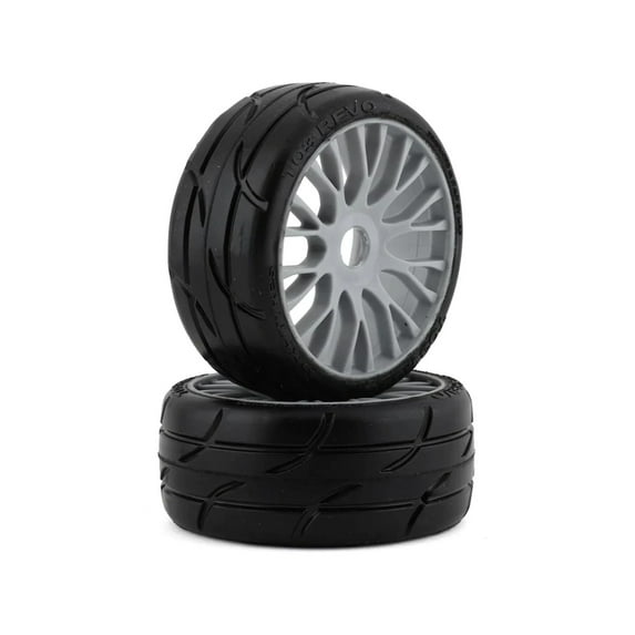 GRP Tires GT - TO3 Revo Belted Pre-Mounted 1/8 Buggy Tires (Silver) (2) (XB1) w/FLEX Wheel