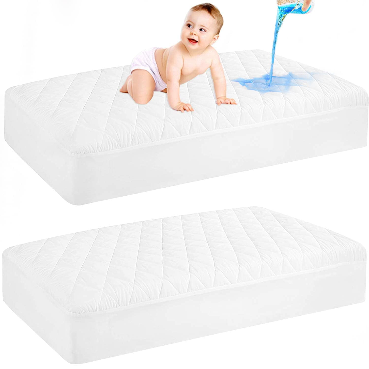 https://i5.walmartimages.com/seo/GRT-2-Pack-Waterproof-Crib-Mattress-Protector-Quilted-Baby-Cover-Fitted-Deep-Pocket-4-9-Extra-Soft-Breathable-Noiseless-Toddler-Pad-52-x28-White-Inch_be795f08-2926-4c33-a9b3-3ee32f21a4de.45fa78b437b0e7ca0c148393270bf77d.jpeg