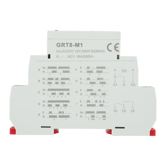 GRT8-M1 Multifunctional Delay Time Relay with 10 Functions DIN Rail Mount AC/DC 12V~240V