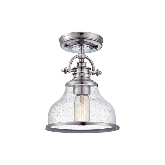 GRTS1708BN Quoizel Lighting Grant - 1 Light Semi-Flush Mount-Brushed Nickel Finish