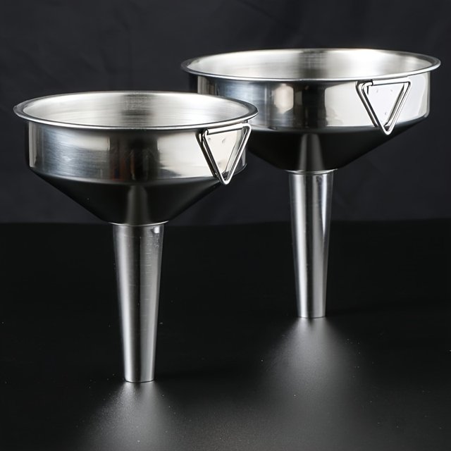GRTVM Set of 2 Stainless Steel Funnels with Strainer for Kitchen Use