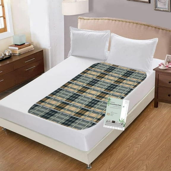 GRUENERDE Ultra Absorbent Reusable Incontinence Pads for Bed Washable Soft Seat Protector Pads for Sofa Furniture Plaid 32x36In 2pcs