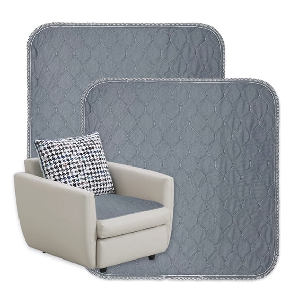 GRUENERDE Ultra Absorbent Washable Incontinence Chair Pads 2pcs Waterproof Soft Seat Protector Pads for Recliners Wheelchair Gray 21x22In