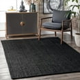 thumbnail image 1 of GRUHUM Black Jute Area Rug 9x12 Feet Rectangle Natural Fiber Boho Braided Handwoven Farmhouse Rustic Vintage EcoFriendly Large Carpet Home Décor Rugs - Living Room Hallways Bedroom Enterwayss 9x12'ft, 1 of 7