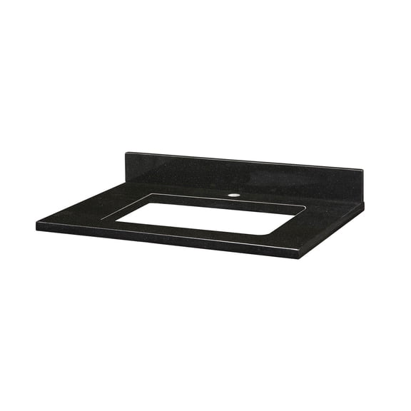 Elk Home Hayes Vanity Top in Rectangular Undermount Single Faucet Hole 31-inch Black Granite