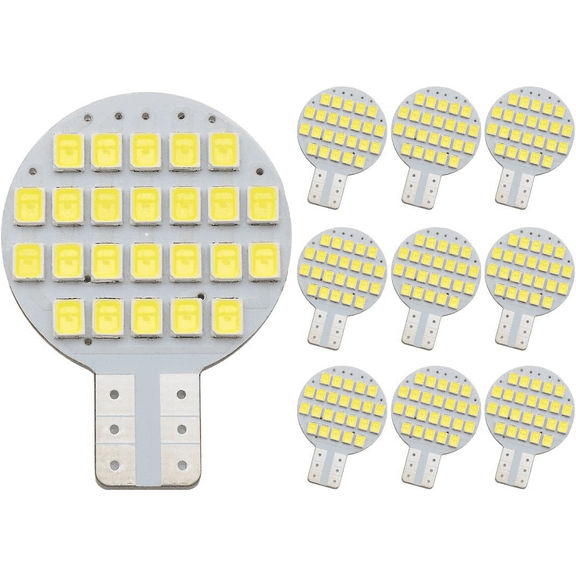 GRV T10 LED Light Bulb 921 194 192 C921 24-2835 SMD Super Bright Lamp DC 12V 2Watts for Car RV Boat Ceiling Dome Interior Lights Cool White (2nd Generation) Pack of 10