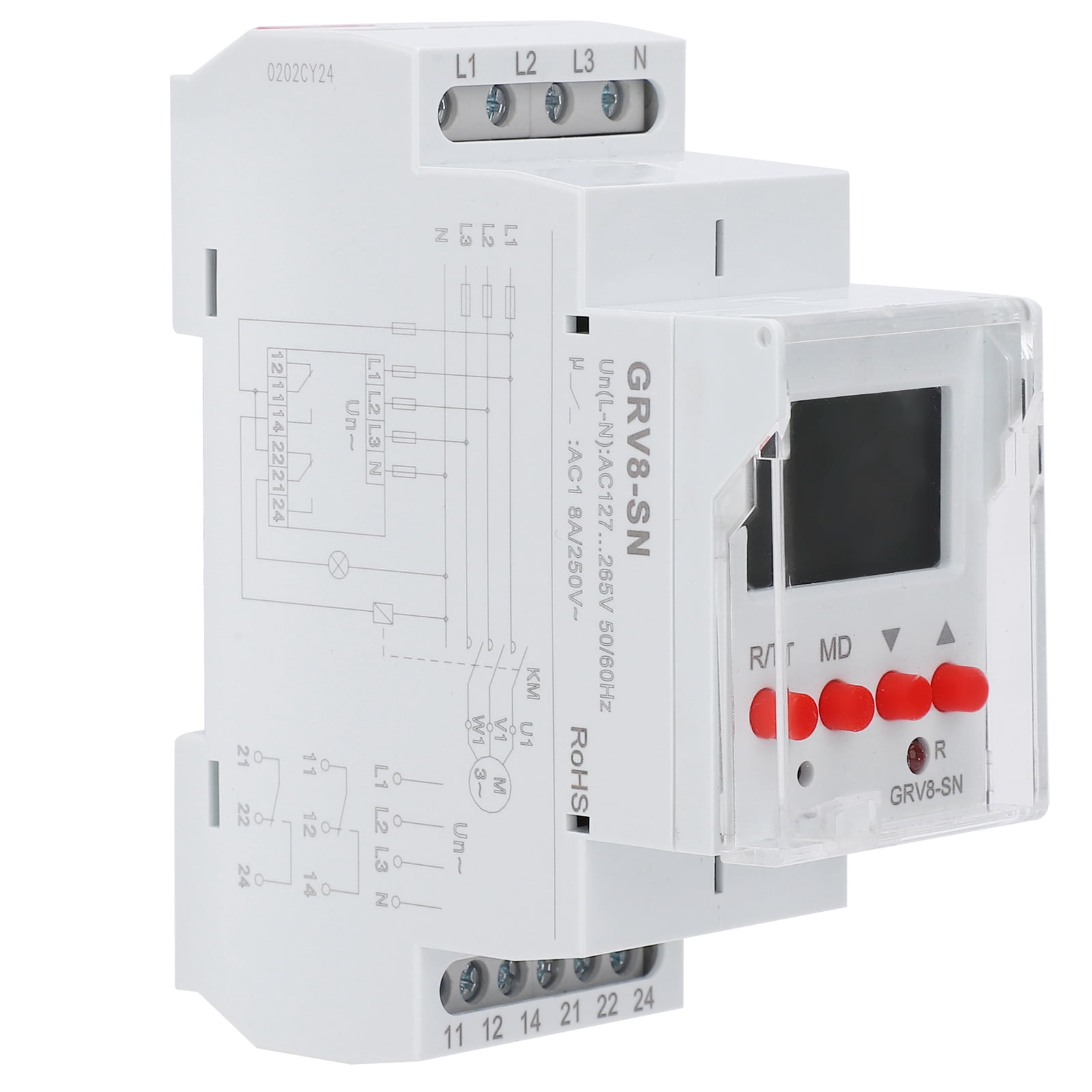 GRV8SN 3Phase Voltage Relay with Surge Protection and LED Display for