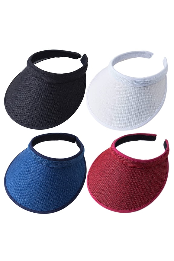 4 Pack Women Wide Brim Sun Visor UV Protection UPF50+ Hat Golf Visor with Clip