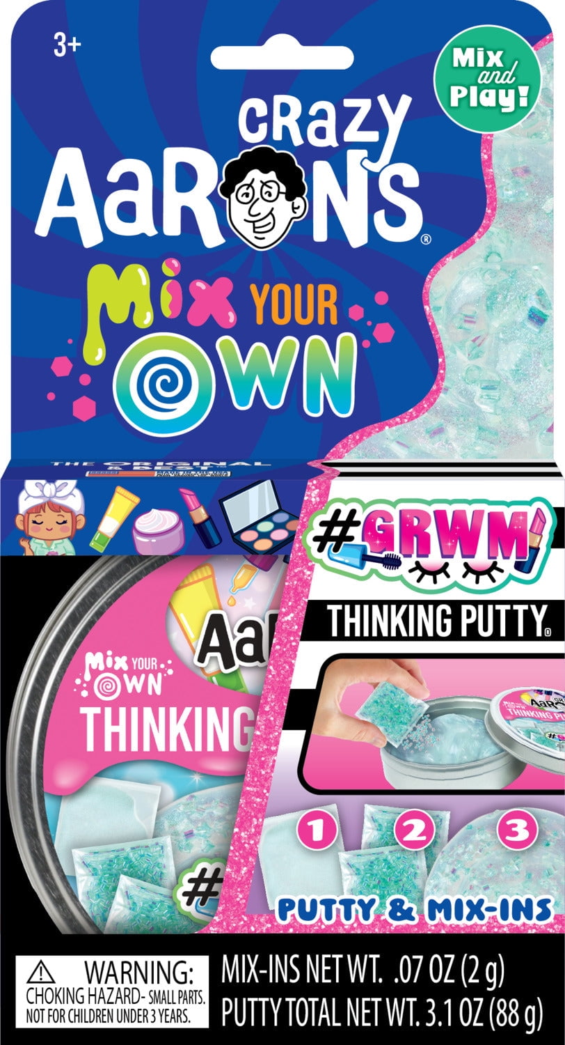 Crazy Aarons #GRWM Mix Your Own Thinking Putty, Clear with Iridescent Colorizer, Ages 3 and Up