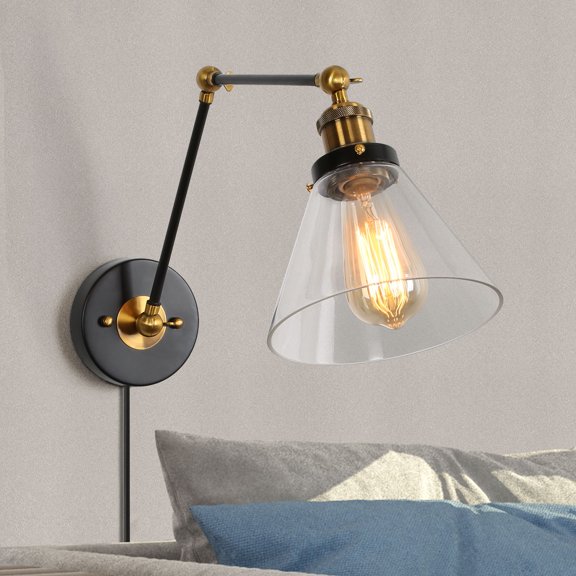 GRWROAD Wall Lamp with Adjustable Metal Arm Indoor And Outdoor Light Fixture for Entryway; Staircase; Bedroom; Washing Room Bedside Nightstand Office