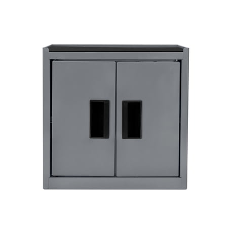 Hyper Tough Mini Tool Cabinet, 11.6-inch Gray Steel Storage with Double Doors & Top Mat