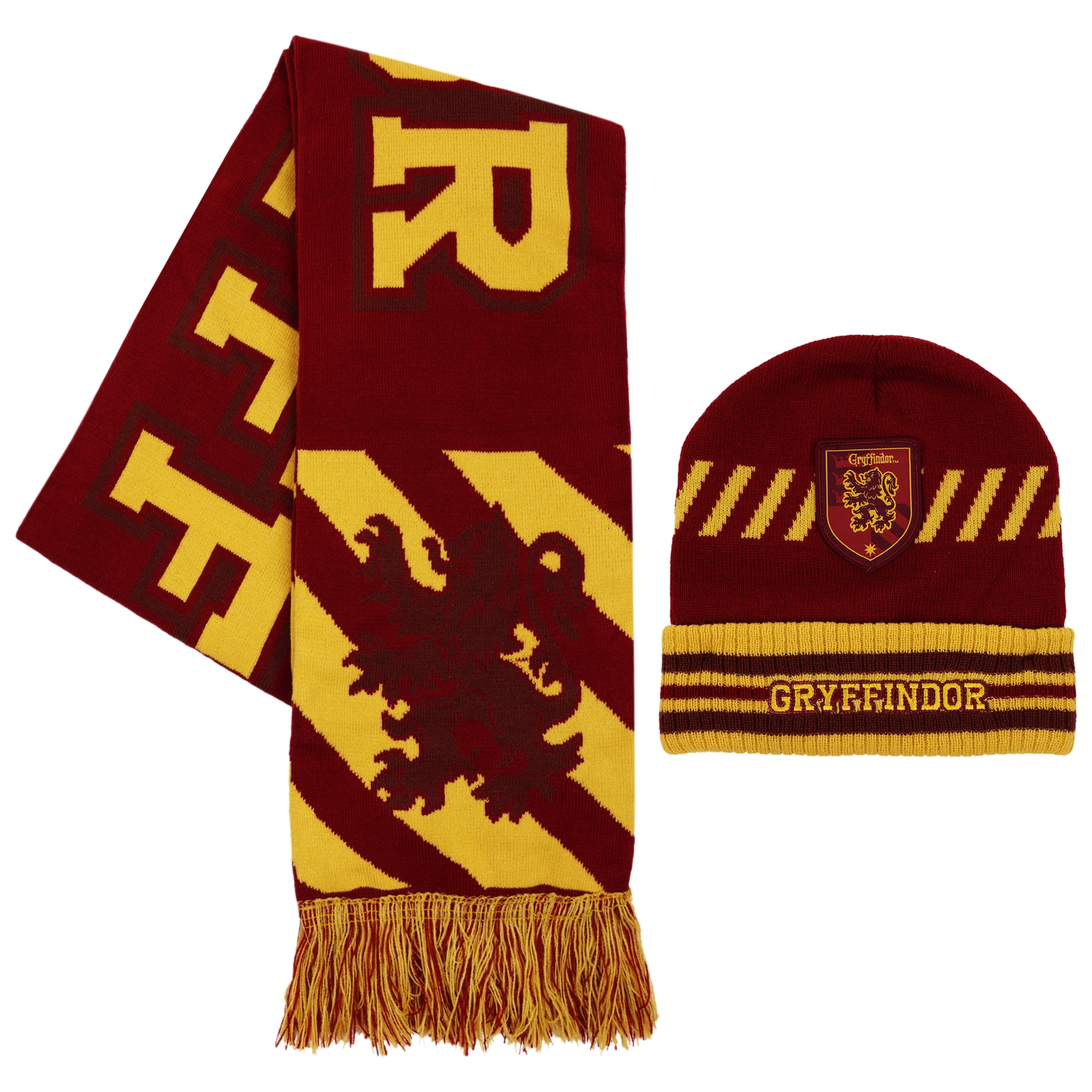 Gryffindor House Team Ribbed Cuff Beanie and Scarf 2pc Set