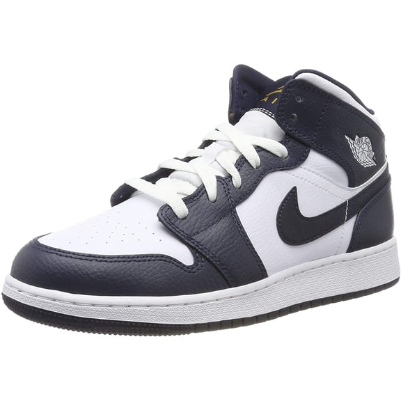 Jordan Air 1 Mid Gs White/Metallic Gold-Obsidian
